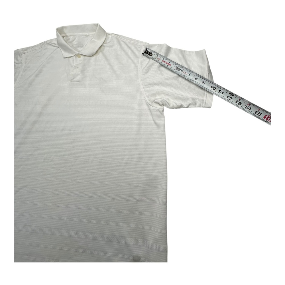 Adidas Golf Polo Shirt White Stripe Mens Short Sleeve Performance Shirt XL - Picture 5 of 9